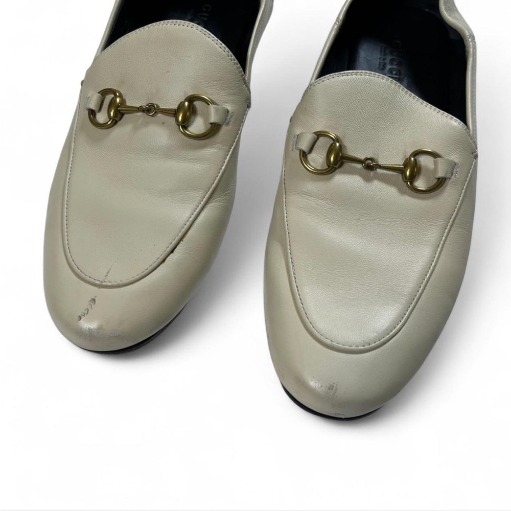 Gucci Brixton Collapsible Mystic White Horsebit Slipper Flat Loafer EU 37.5 - Picture 2 of 8